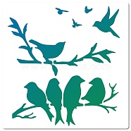 PET Plastic Hollow Out Drawing Painting Stencils Templates, Square, Bird Pattern, 300x300mm(DIY-WH0244-276)