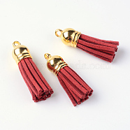 Faux Suede Tassel Pendant Decorations, with CCB Plastic Cord Ends, FireBrick, 35~37x10mm, Hole: 2.5~3mm(X-FIND-T002-B12)