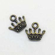 Zinc Alloy Pendants, DIY Accessories for UV Resin Jewelry Making, Crown, Antique Bronze, 14x13x3mm(PALLOY-WH0083-25)