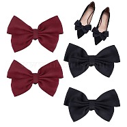 Elite 2 Pairs 2 Colors Detachable Bowknot Polyester Ribbon Shoe Decoration, with Iron Buckle Clip, Mixed Color, 90~95x125~130x19.5mm(AJEW-PH0003-84)