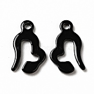 Spray Painted 201 Stainless Steel Charms, Black, 13x8x1mm, Hole: 1.2mm(STAS-G304-27C)