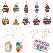 DIY Beads Geometry Drop Earring Making, Including Round Seed & Electroplate & Pearl Glass Beads, Brass Earring Hooks & Links, Copper Wire, Mixed Color, Links: 16pcs/set(DIY-SZ0007-02)