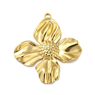 Ion Plating(IP) 304 Stainless Steel Pendants, Real 18K Gold Plated, Flower, 32x29x3mm, Hole: 1.6mm(STAS-P341-17D-G)