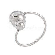 Titanium Steel Round Cuff Rings, Open Rings for Women, Stainless Steel Color, US Size 9 3/4(19.5mm)(RJEW-L116-01P)