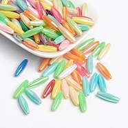 Spagetti Beads Plating Acrylic Beads, AB Color, Rice, Mixed Color, Size: about 6mm wide, 19mm long, hole: 1mm, about 1740pcs/500g(PL9027)