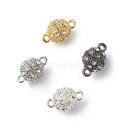 Alloy Rhinestone Magnetic Clasps with Loops, Oval, Mixed Color, 14x9mm, Hole: 1mm(RB-H116-3-M)
