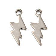 201 Stainless Steel Charms, Lightning Charm, Stainless Steel Color, 12x5x0.7mm, Hole: 1.2mm.(STAS-Z049-03P)