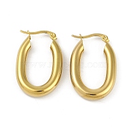 PVD Vacuum Plating 201 Stainless Steel Oval Hoop Earrings for Women, with 304 Stainless Steel Pins, Golden, 31x5mm(EJEW-F345-19G)