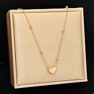 Heart Pendant Necklaces, Titanium Steel Cable Chain Necklace for Women, Rose Gold, 17.72 inch(45cm)(WG78467-02)