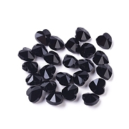 Transparent Glass Beads, Faceted, Heart, Black, 10x10x7mm, Hole: 1~1.2mm(GLAA-K002-07A-10)