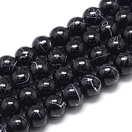 Drawbench Glass Beads Strands, Baking Painted, Dyed, Round, Black, 6~6.5mm, Hole: 1.5mm, about 145pcs/strand, 31.8 inch(X-DGLA-S115-6mm-L16)