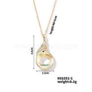 Cute and Stylish Phenix Glass Pendant Necklace, with Brass Cable Chain for Women, Perfect for Any Outfit, Clear, 15.75 inch(40cm)+5cm(ZV1349-1)