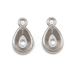 304 Stainless Steel Charm Rhinestone Settings, Teardrop Charms, for Pointed Back Rivoli Rhinestone, Stainless Steel Color, 9.5x5x2mm, Hole: 1mm, Fit for 6x4mm Rhinestone(SA-CBAC865-08E-P)