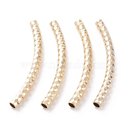 Brass Tube Beads, Long-Lasting Plated, Curved Beads, Tube, Real 24K Gold Plated, 40x4mm, Hole: 3mm(KK-Y003-86J-G)