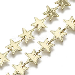 Brass Star Link Chains, for Jewelry Making, Long-Lasting Plated, Unwelded, Light Gold, 11x8x2.5mm(CHC-N018-057)