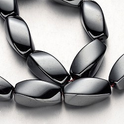 Non-magnetic Synthetic Hematite Beads Strands, Twisted Oval, Original Color, 20x10mm, Hole: 1mm, about 20pcs/strand, 15.7 inch(G-F300-11A-09)