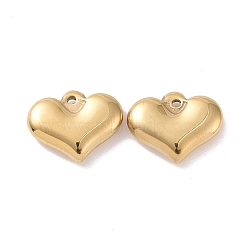 304 Stainless Steel Pendants, Heart, Real 18K Gold Plated, 11.5x14.5x3.5mm, Hole: 1.2mm(STAS-J400-21G)