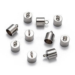 304 Stainless Steel Cord Ends, Stainless Steel Color, 13x9mm, Hole: 3.5mm, 8mm inner diameter(STAS-E020-8)