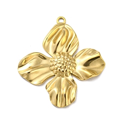 Ion Plating(IP) 304 Stainless Steel Pendants, Real 18K Gold Plated, Flower, 32x29x3mm, Hole: 1.6mm(STAS-P341-17D-G)
