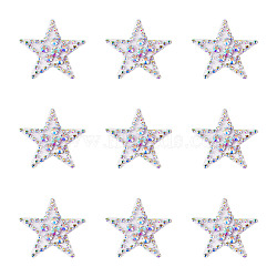 Rhinestone Patches, Iron/Sew on Appliques, Costume Accessories, for Clothes, Bag Pants, Shoes, Cellphone Case, Star, 29.5x30.5x2.5mm(PATC-TAC0004-02B)