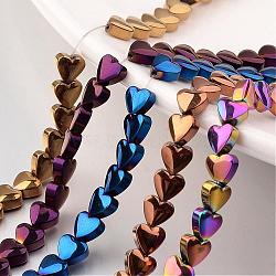 Electroplate Non-magnetic Synthetic Hematite Bead Strands, Heart, Mixed Color, 15x15x5mm, Hole: 1mm, about 31pcs/strand, 15.7 inch(G-F300-22E)