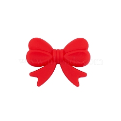 Bowknot Food Grade Silicone Beads, Chewing Beads For Teethers, DIY Nursing Necklaces Making, Red, 16x26mm(PW-WG39907-07)