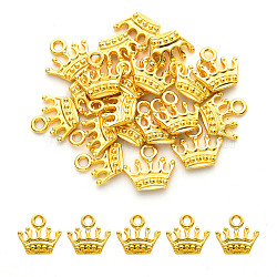 Zinc Alloy Charms, Lead Free & Cadmium Free, Crown Shape, Golden, 13x14x3mm, Hole: 2mm(PALLOY-YW0001-13G-RS)