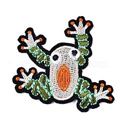 Frog Shape Computerized Embroidery Cloth Iron on/Sew on Patches, Costume Accessories, Appliques, Colorful, 52x48x1.9mm(DIY-M006-06)