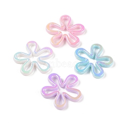 UV Plating Opaque Acrylic Beads, Flower, Mixed Color, 42x43x7mm, Hole: 1.8mm(X-OACR-Z020-14)