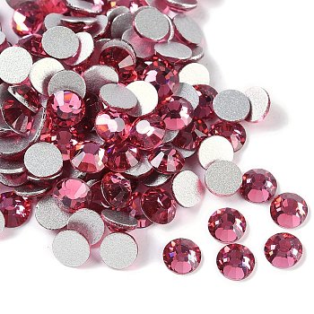 Glass Flat Back Rhinestone, Grade A, Back Plated, Faceted, Half Round, Rose, 4.6~4.8mm, about 1440pcs/bag