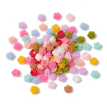 Opaque Resin Cabochons, Flower, Mixed Color, 5.5x3mm, about 100pcs/bag