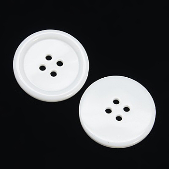 Resin Buttons, Dyed, Flat Round, White, 23x3mm, Hole: 2mm, 195pcs/bag