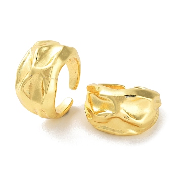 Brass Open Cuff Ring, Twist Wide Band Rings, Real 18K Gold Plated, Inner Diameter: 18mm