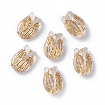 Plating Acrylic Beads, Metal Enlaced, Tulip, Clear, 16x11.5x7mm, Hole: 2mm, about 670pcs/500g