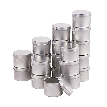 Round Iron Tin Cans, Iron Jar, Storage Containers for Cosmetic, Candles, Candies, with Lid, Platinum, 4.95x4.45x3.35cm, 20pcs/box