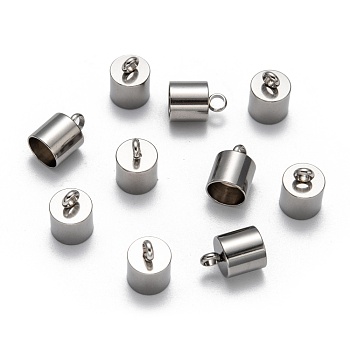 304 Stainless Steel Cord Ends, Stainless Steel Color, 13x9mm, Hole: 3.5mm, 8mm inner diameter