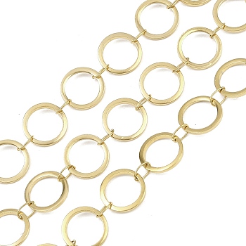 304 Stainless Steel Ring Link Chains, Soldered, with Spool, Ion Plating(IP), Golden, 10x1mm
