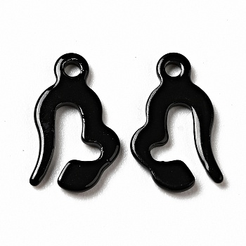 Spray Painted 201 Stainless Steel Charms, Black, 13x8x1mm, Hole: 1.2mm