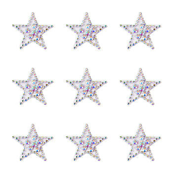 Rhinestone Patches, Iron/Sew on Appliques, Costume Accessories, for Clothes, Bag Pants, Shoes, Cellphone Case, Star, 29.5x30.5x2.5mm