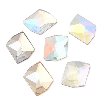 K5 Glass Rhinestone Cabochons, Flat Back & Back Plated, Faceted, Rhombus, Mixed Color, 21x17x5.5mm