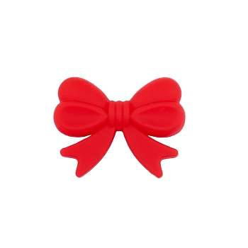 Bowknot Food Grade Silicone Beads, Chewing Beads For Teethers, DIY Nursing Necklaces Making, Red, 16x26mm
