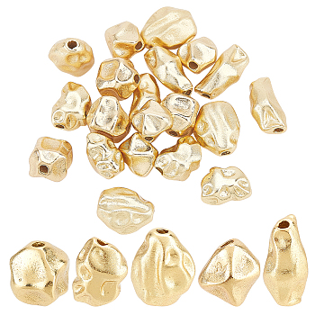 Elite 20Pcs 5 Style Brass Beads, Twist Nuggets, Cadmium Free & Nickel Free & Lead Free, Long-Lasting Plated, Real 18K Gold Plated, 6.5~10x4.5~7.5x4.5~6mm, Hole: 1mm, 4pcs/style