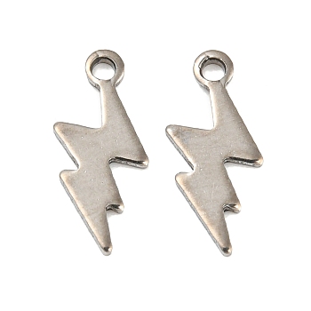 201 Stainless Steel Charms, Lightning Charm, Stainless Steel Color, 12x5x0.7mm, Hole: 1.2mm.