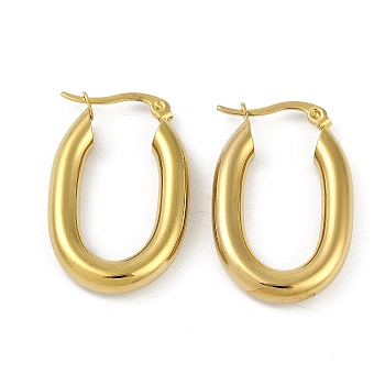 PVD Vacuum Plating 201 Stainless Steel Oval Hoop Earrings for Women, with 304 Stainless Steel Pins, Golden, 31x5mm