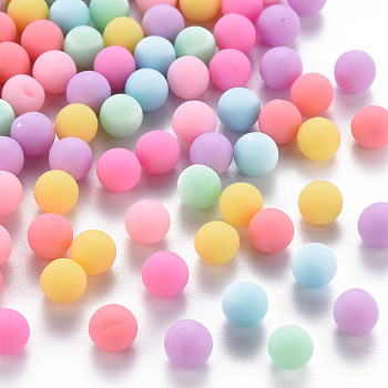 Opaque Acrylic Beads, Frosted, No Hole, Round, Mixed Color, 6mm, about 3900pcs/500g