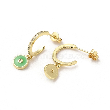 Ring & Evil Eye Real 18K Gold Plated Brass Stud Earrings(EJEW-L268-037G-03)-2