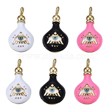 Real 18K Gold Plated Mixed Color Bottle Brass+Enamel Pendants