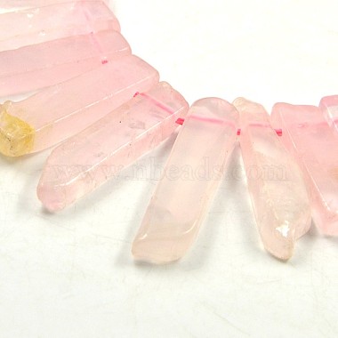 Brins de perles graduées en quartz rose naturel à bande irrégulière(G-P064-13)-3