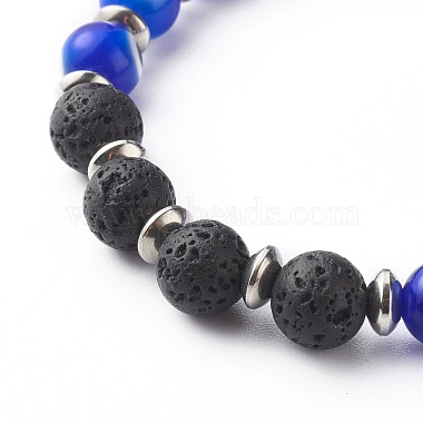 Handmade Evil Eye Lampwork Beaded Stretch Bracelets(BJEW-JB06466-01)-2