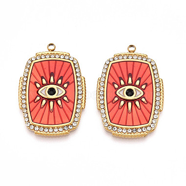 Ion Plating(IP) 304 Stainless Steel Evil Eye Enamel Pendants(STAS-N107-04A-G)-1